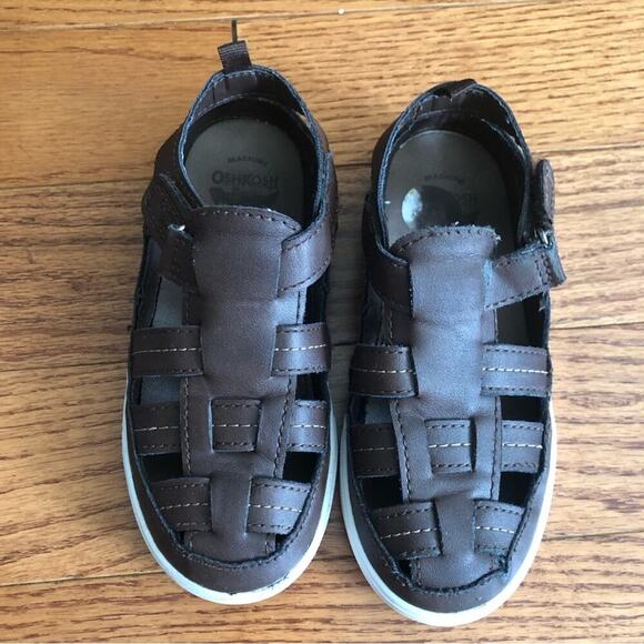OSHKOSH B’GOSH CILAN Brown White Closed Toe SANDALS Toddler Boy’s Size 12 - Picture 2 of 6